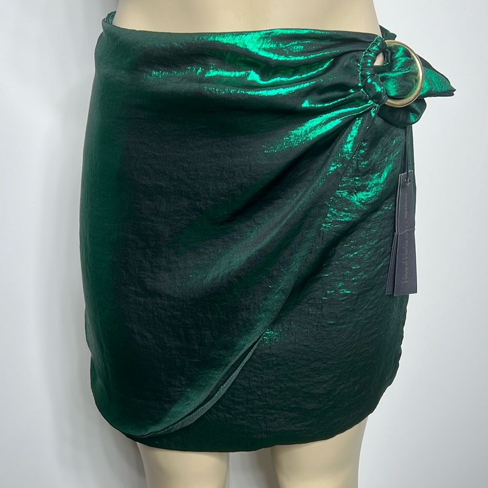 House of Harlow 1960 Emerald Wrap Mini Skirt